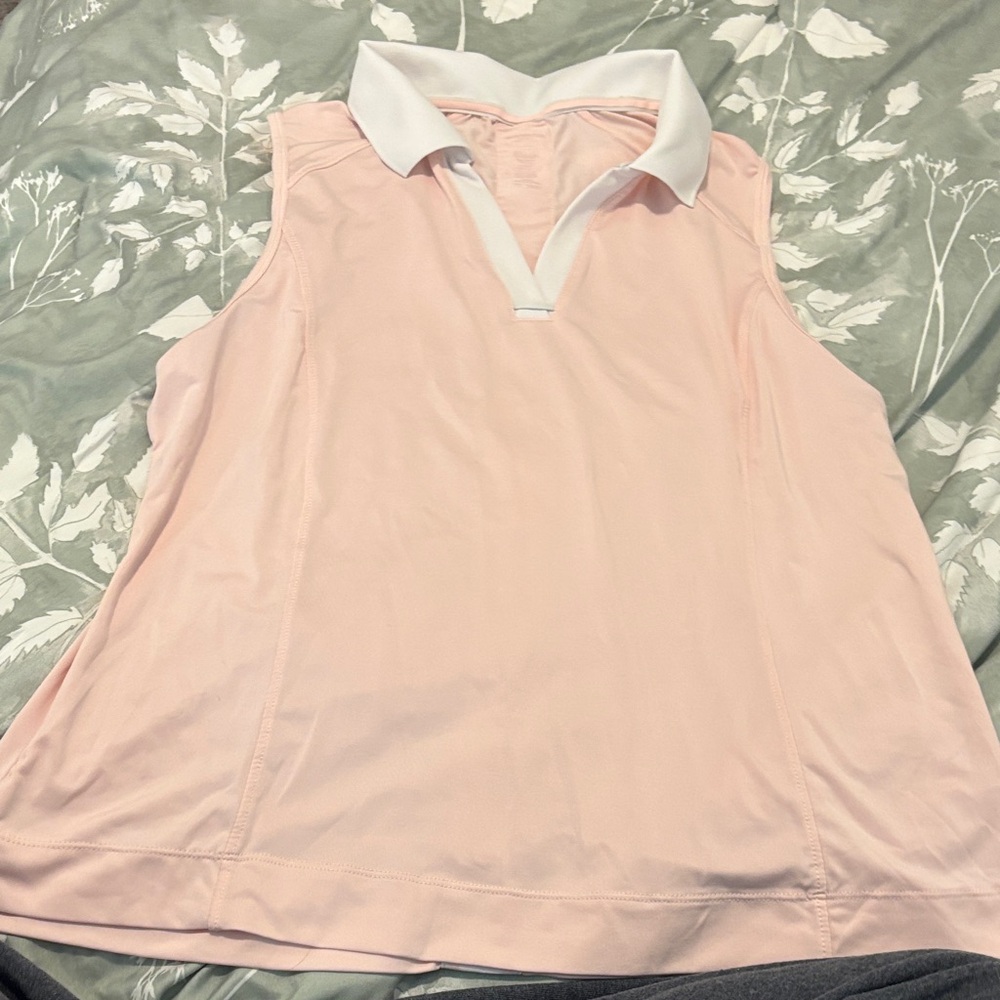Women's Pink Sleeveless Polo Top